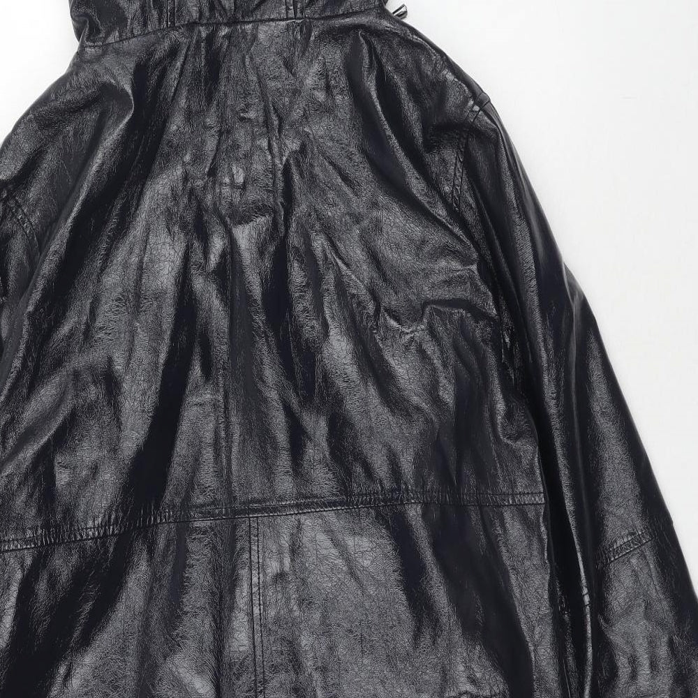 NEXT Womens Black Rain Coat Coat Size 12 Zip - Faux Leather Style