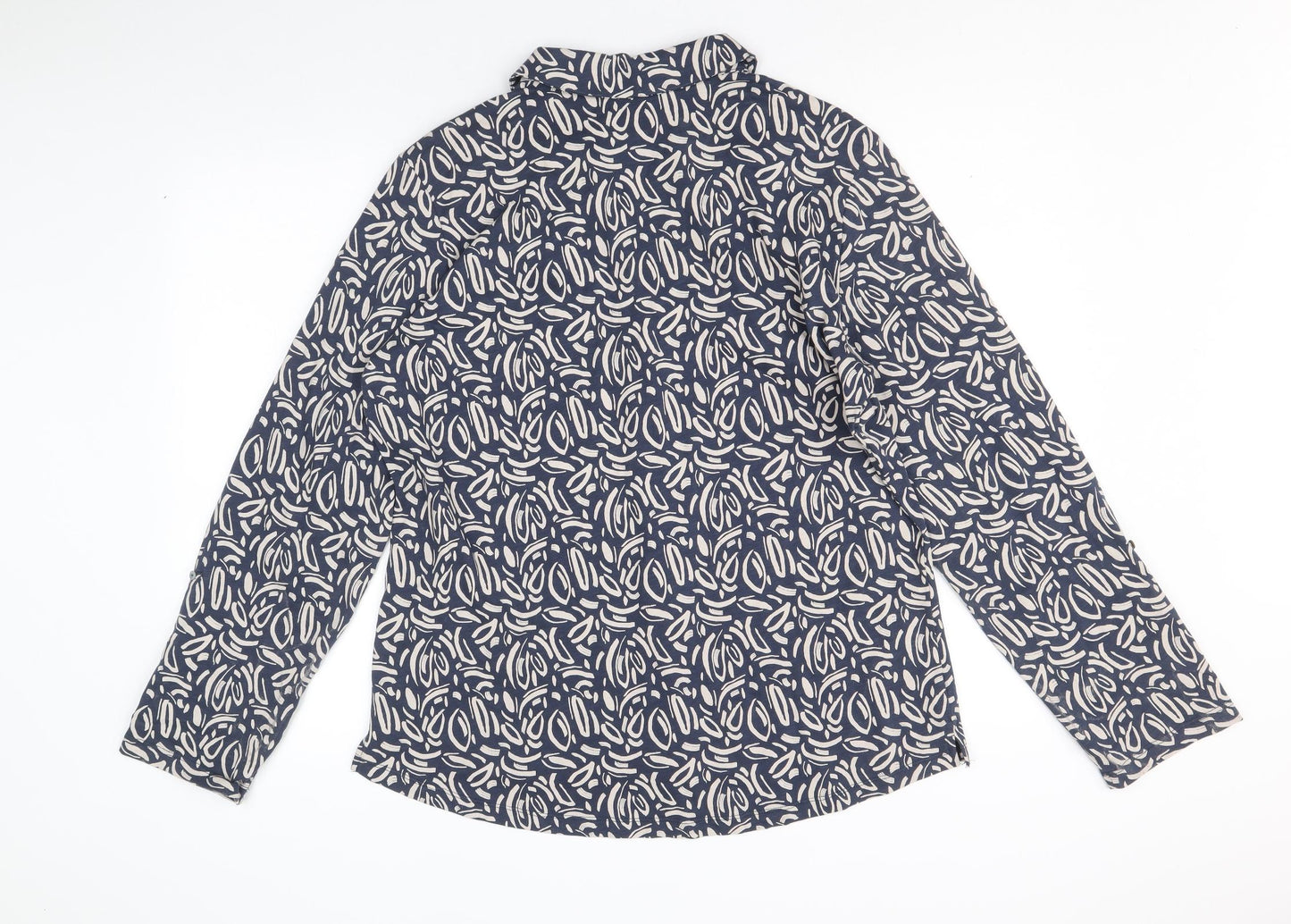 White Stuff Womens Blue Geometric 100% Cotton Basic Button-Up Size 18 Collared