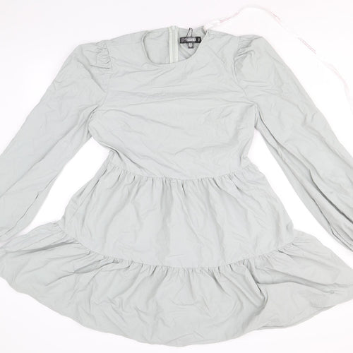 Missguided Womens Grey Polyamide Fit & Flare Size 12 Round Neck Zip