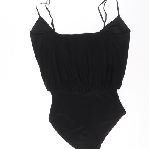 Boohoo Womens Black Polyester Bodysuit One-Piece Size 8 Pullover - Knot Front