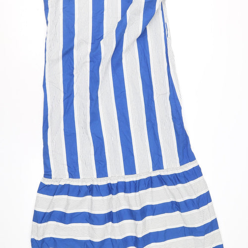 NEXT Womens Blue Striped 100% Cotton Tank Dress Size 10 Square Neck Pullover