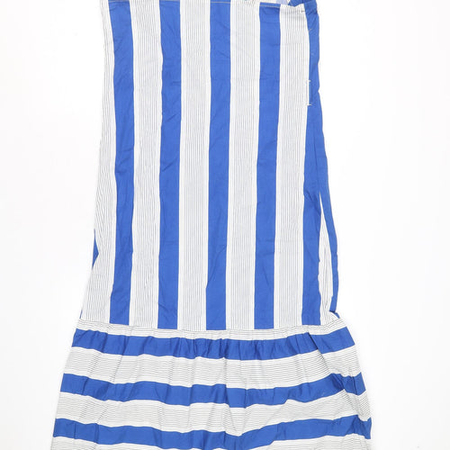 NEXT Womens Blue Striped 100% Cotton Tank Dress Size 10 Square Neck Pullover