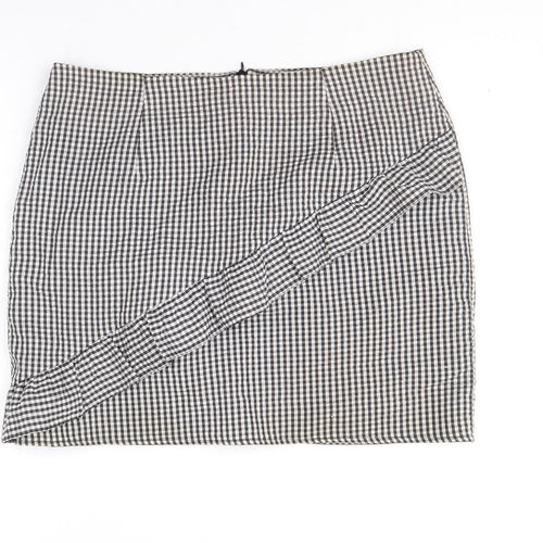Clockhouse Womens Black Check Polyacrylate Fibre A-Line Skirt Size 12 Zip