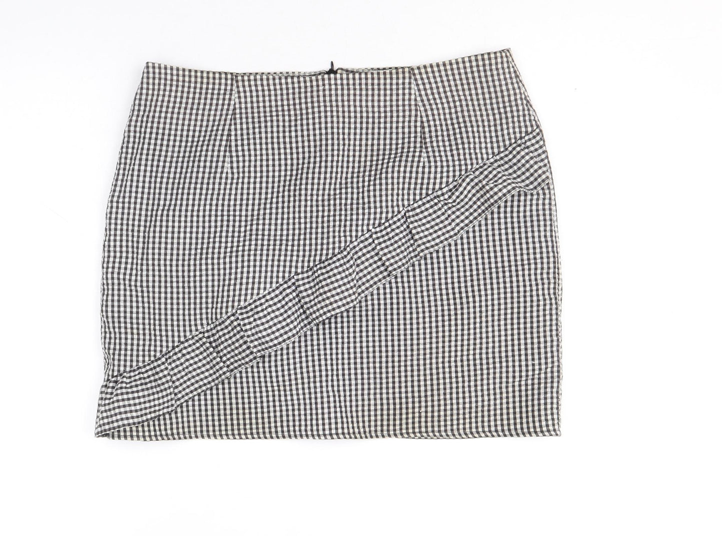 Clockhouse Womens Black Check Polyacrylate Fibre A-Line Skirt Size 12 Zip