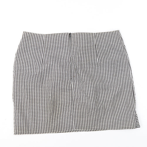 Clockhouse Womens Black Check Polyacrylate Fibre A-Line Skirt Size 12 Zip