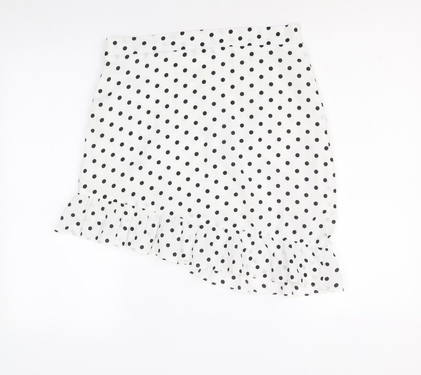 Emory Park Womens White Polka Dot Polyester A-Line Skirt Size L Zip