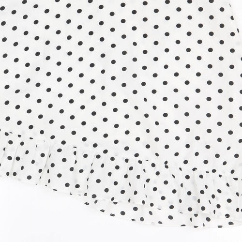Emory Park Womens White Polka Dot Polyester A-Line Skirt Size L Zip
