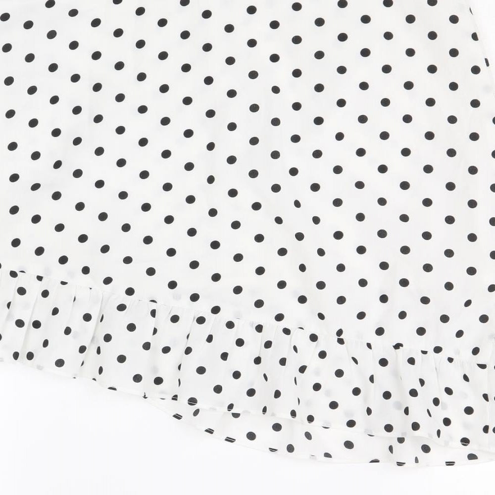 Emory Park Womens White Polka Dot Polyester A-Line Skirt Size L Zip