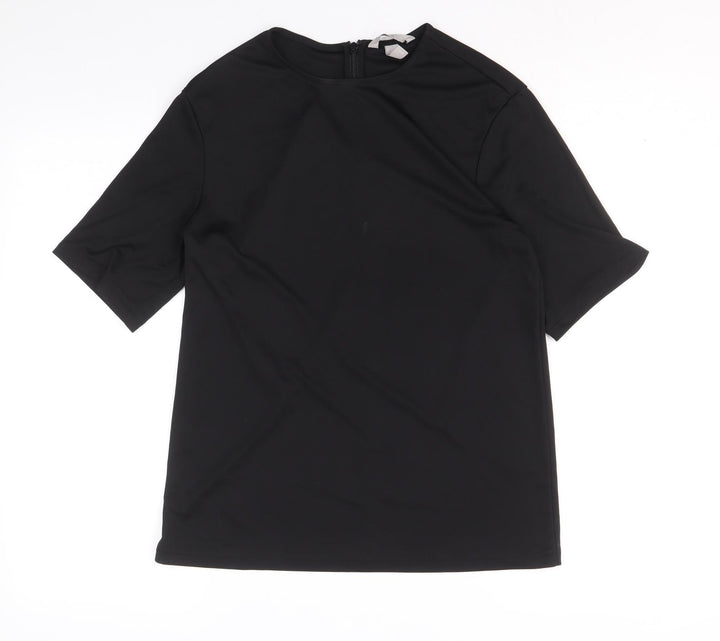 H&M Womens Black Polyester Basic Blouse Size XS Round Neck