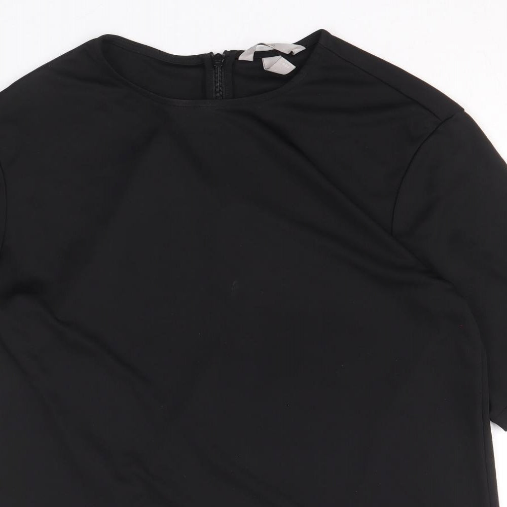 H&M Womens Black Polyester Basic Blouse Size XS Round Neck