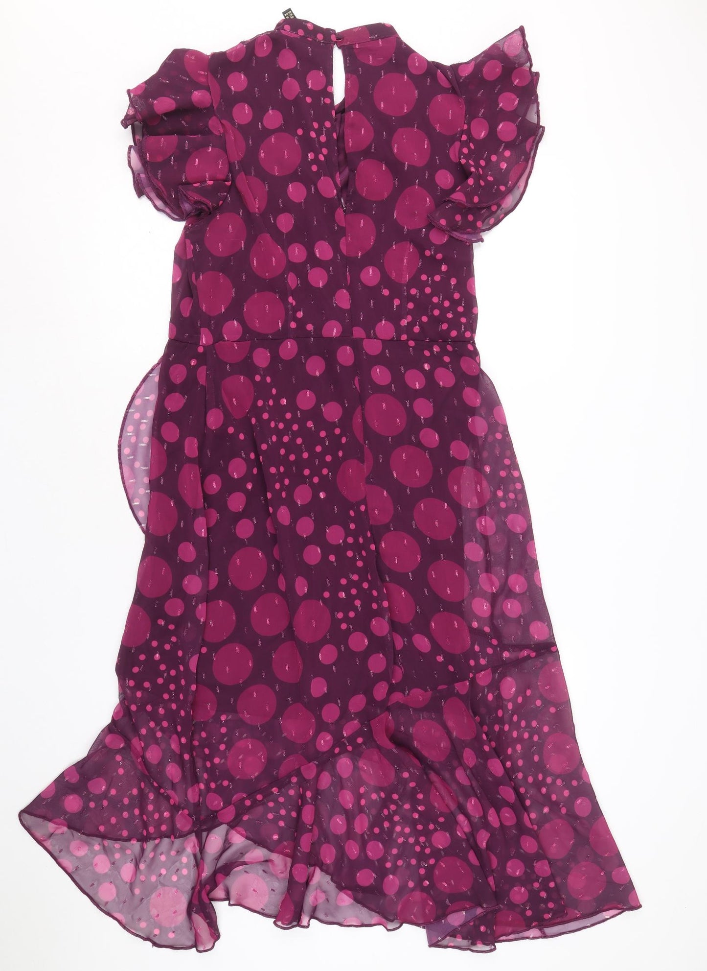 Lipsy Womens Purple Polka Dot Polyacrylate Fibre Trapeze & Swing Size 18 Round Neck Zip