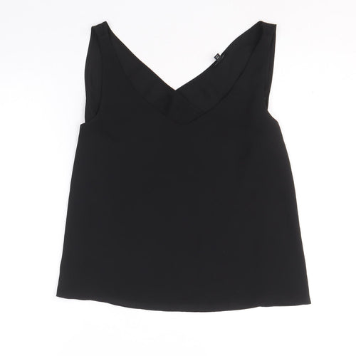 River Island Womens Black Polyester Basic Tank Size 8 V-Neck