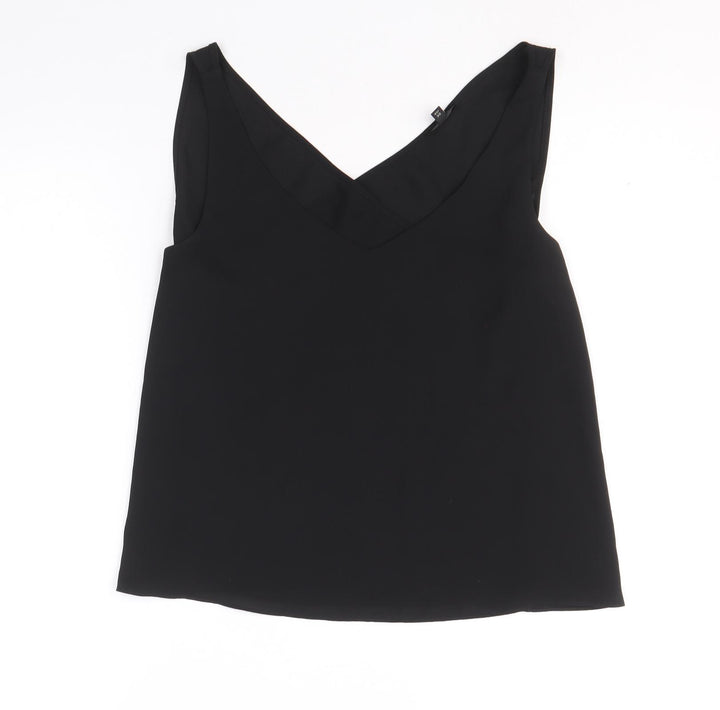 River Island Womens Black Polyester Basic Tank Size 8 V-Neck