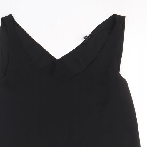 River Island Womens Black Polyester Basic Tank Size 8 V-Neck