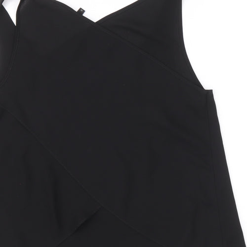 River Island Womens Black Polyester Basic Tank Size 8 V-Neck