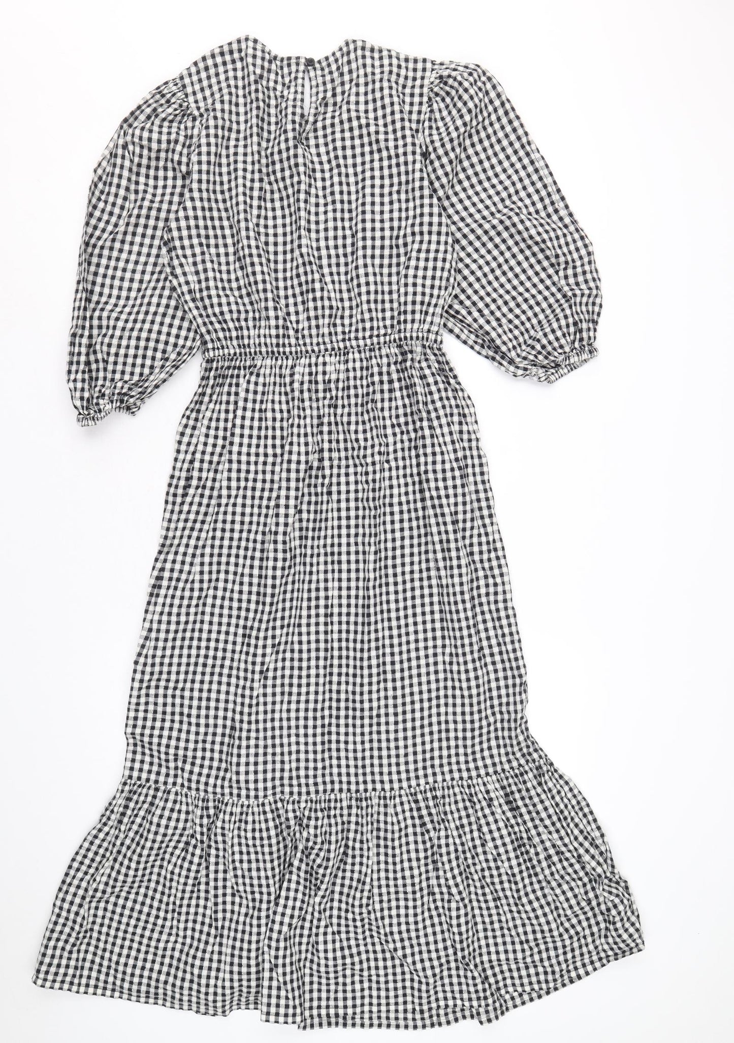 F&F Womens Black Geometric Cotton A-Line Size 10 Round Neck Button