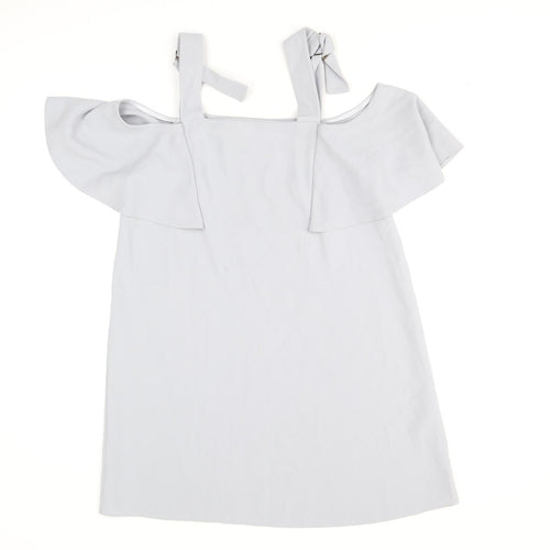 Topshop Womens Blue Polyacrylate Fibre A-Line Size 10 Square Neck Pullover