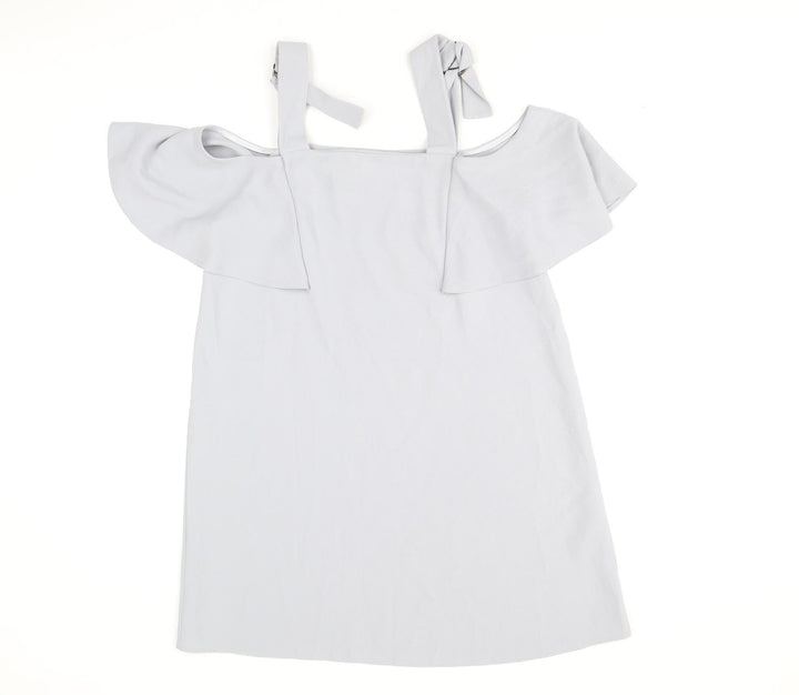 Topshop Womens Blue Polyacrylate Fibre A-Line Size 10 Square Neck Pullover