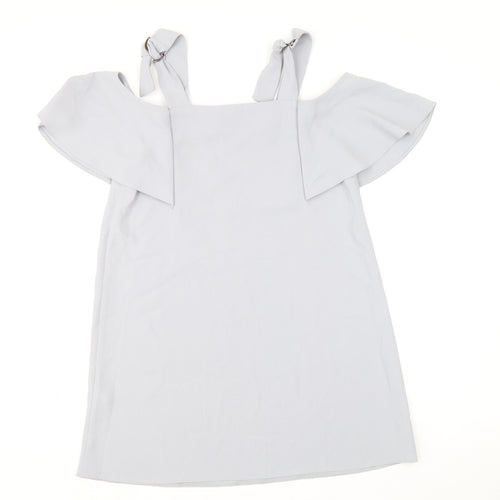 Topshop Womens Blue Polyacrylate Fibre A-Line Size 10 Square Neck Pullover
