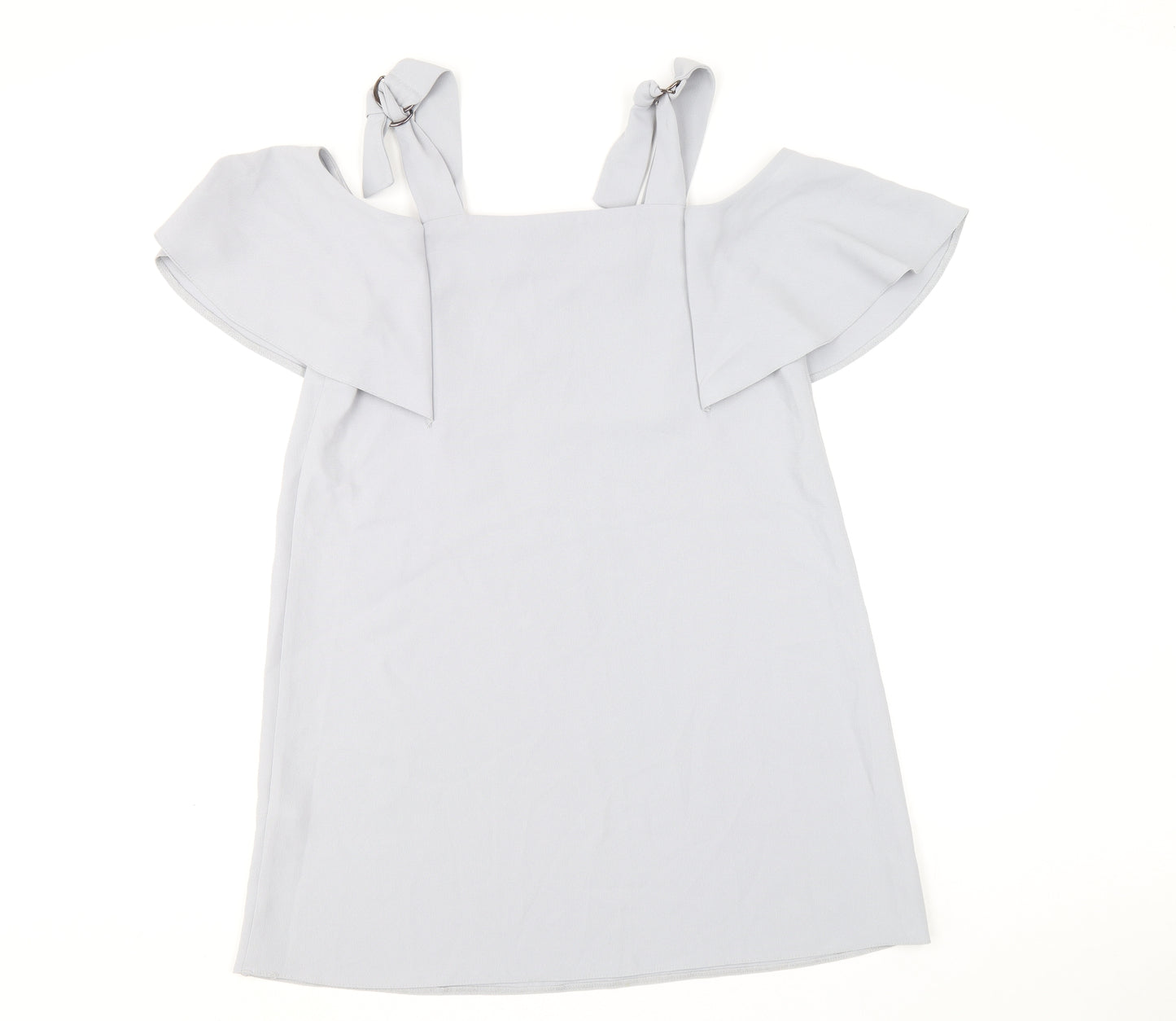 Topshop Womens Blue Polyacrylate Fibre A-Line Size 10 Square Neck Pullover