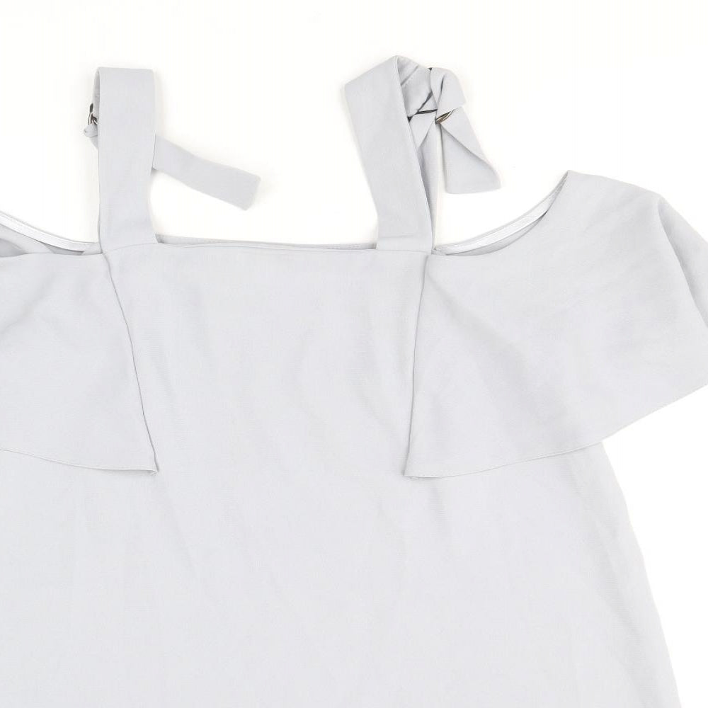 Topshop Womens Blue Polyacrylate Fibre A-Line Size 10 Square Neck Pullover