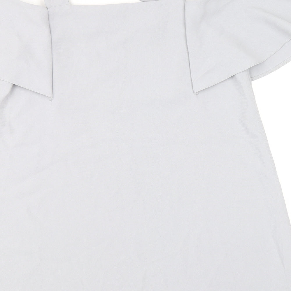 Topshop Womens Blue Polyacrylate Fibre A-Line Size 10 Square Neck Pullover