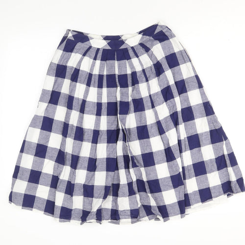 MARCS Womens Blue Check Cotton Swing Skirt Size 8 Zip