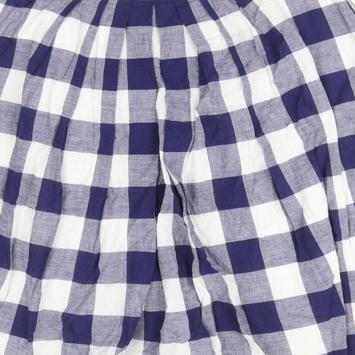 MARCS Womens Blue Check Cotton Swing Skirt Size 8 Zip