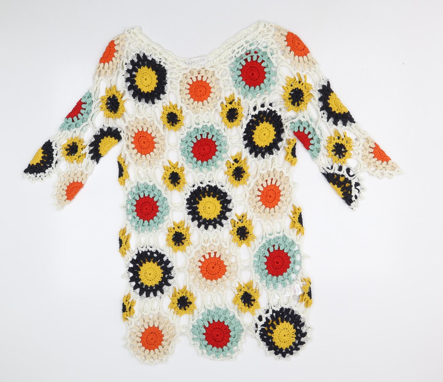 Apricot Womens Multicoloured Round Neck Geometric Acrylic Pullover Jumper Size L