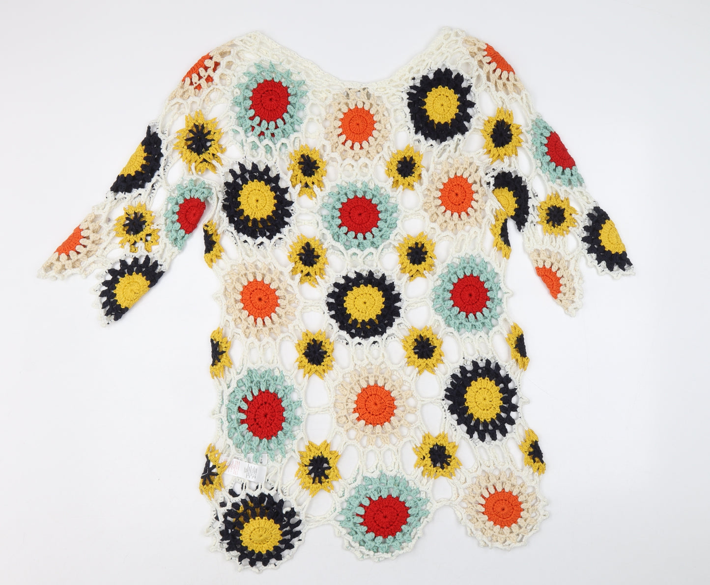 Apricot Womens Multicoloured Round Neck Geometric Acrylic Pullover Jumper Size L