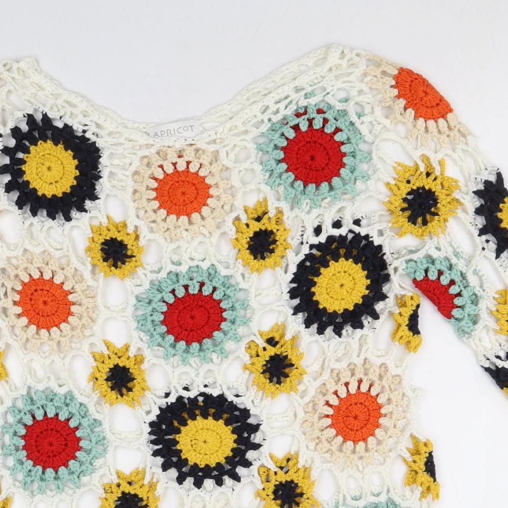 Apricot Womens Multicoloured Round Neck Geometric Acrylic Pullover Jumper Size L