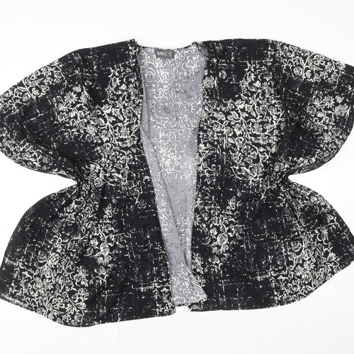 Apricot Womens Black Geometric Polyacrylate Fibre Kimono Blouse Size 12 V-Neck