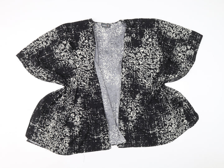 Apricot Womens Black Geometric Polyacrylate Fibre Kimono Blouse Size 12 V-Neck