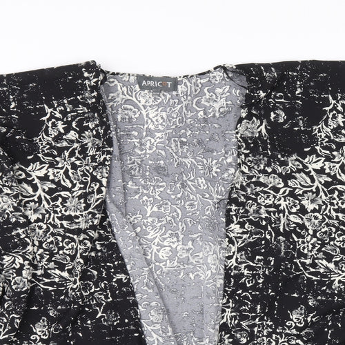 Apricot Womens Black Geometric Polyacrylate Fibre Kimono Blouse Size 12 V-Neck