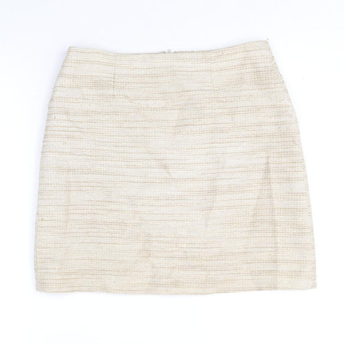 Saba Womens Beige Cotton A-Line Skirt Size 8 Zip