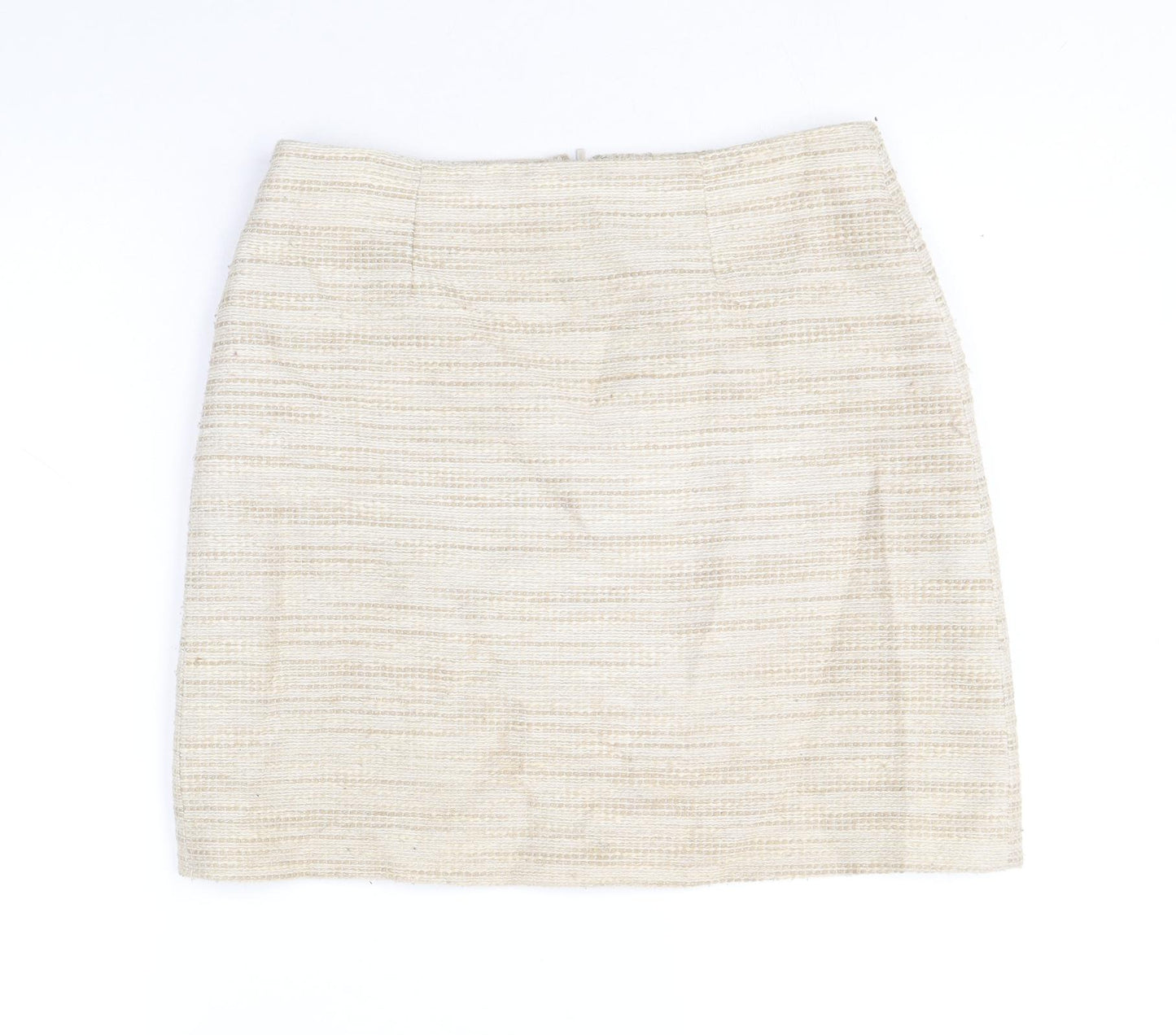 Saba Womens Beige Cotton A-Line Skirt Size 8 Zip