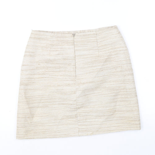 Saba Womens Beige Cotton A-Line Skirt Size 8 Zip