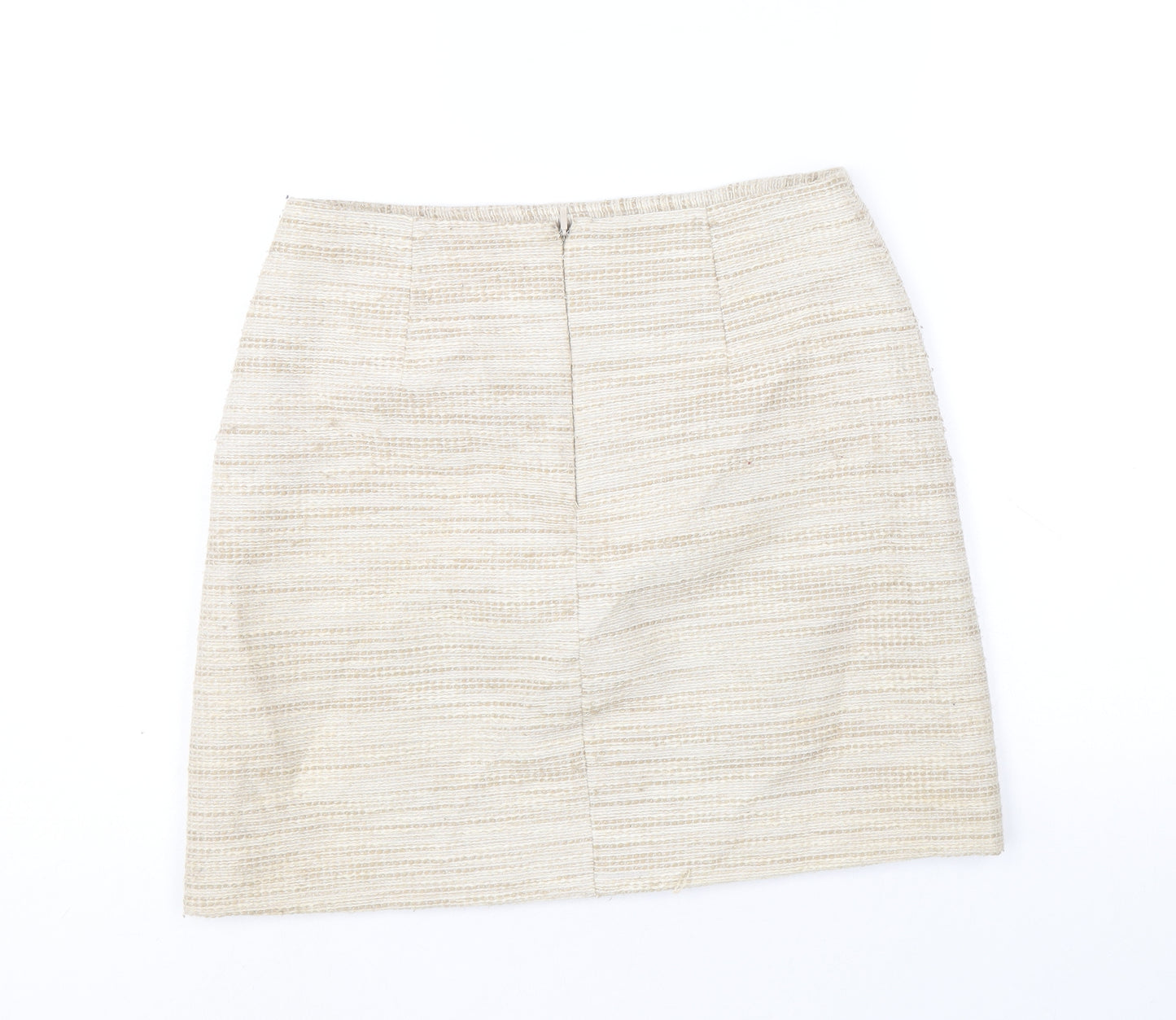 Saba Womens Beige Cotton A-Line Skirt Size 8 Zip
