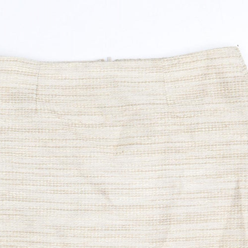 Saba Womens Beige Cotton A-Line Skirt Size 8 Zip