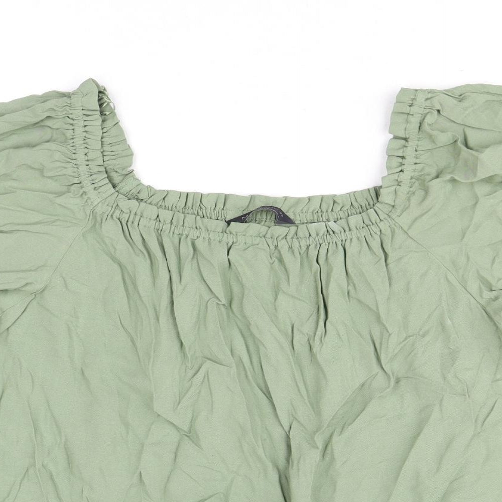 Marks and Spencer Womens Green Viscose Basic Blouse Size 12 Square Neck
