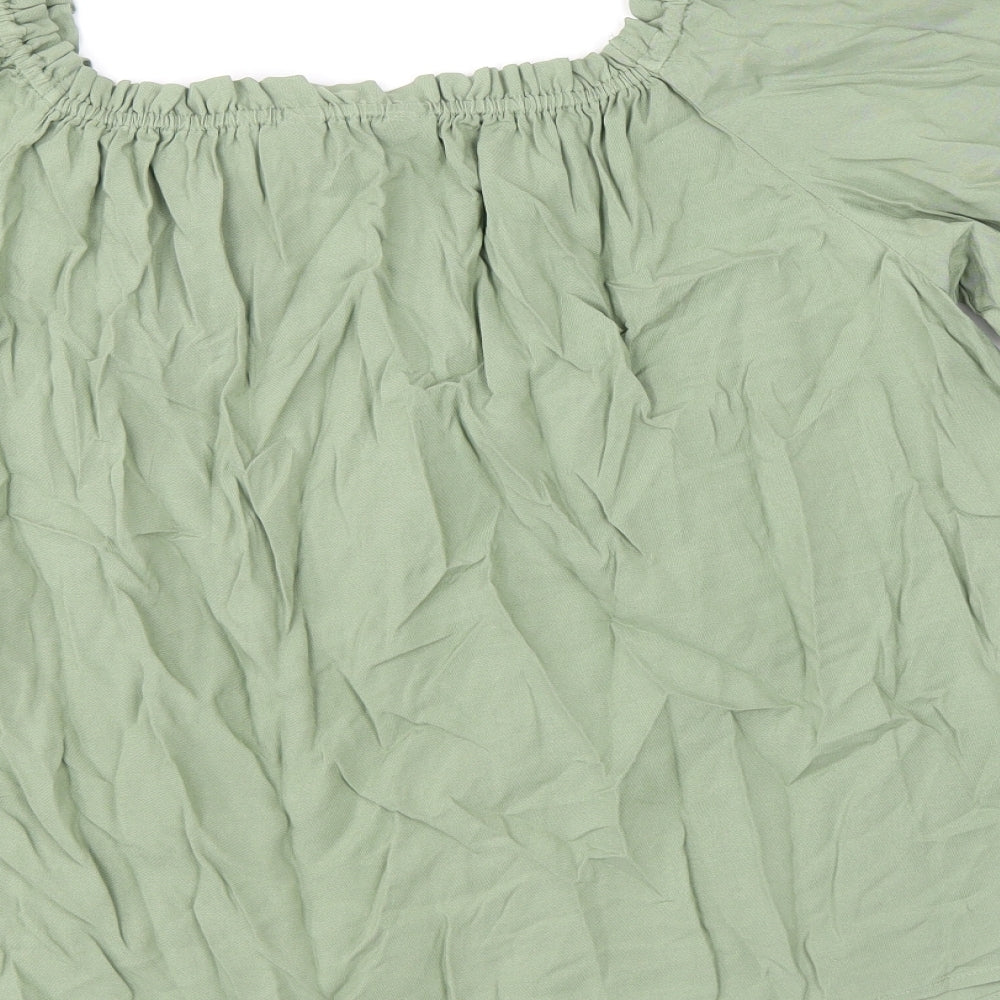 Marks and Spencer Womens Green Viscose Basic Blouse Size 12 Square Neck