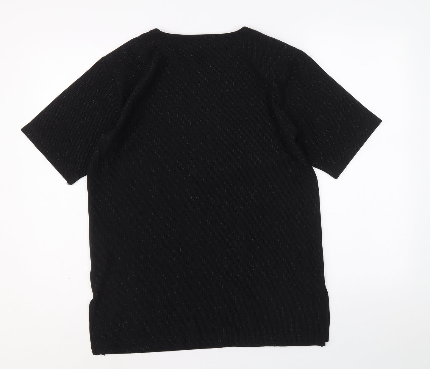 Lareine Womens Black Polyester Basic T-Shirt Size S Scoop Neck - Size S-M
