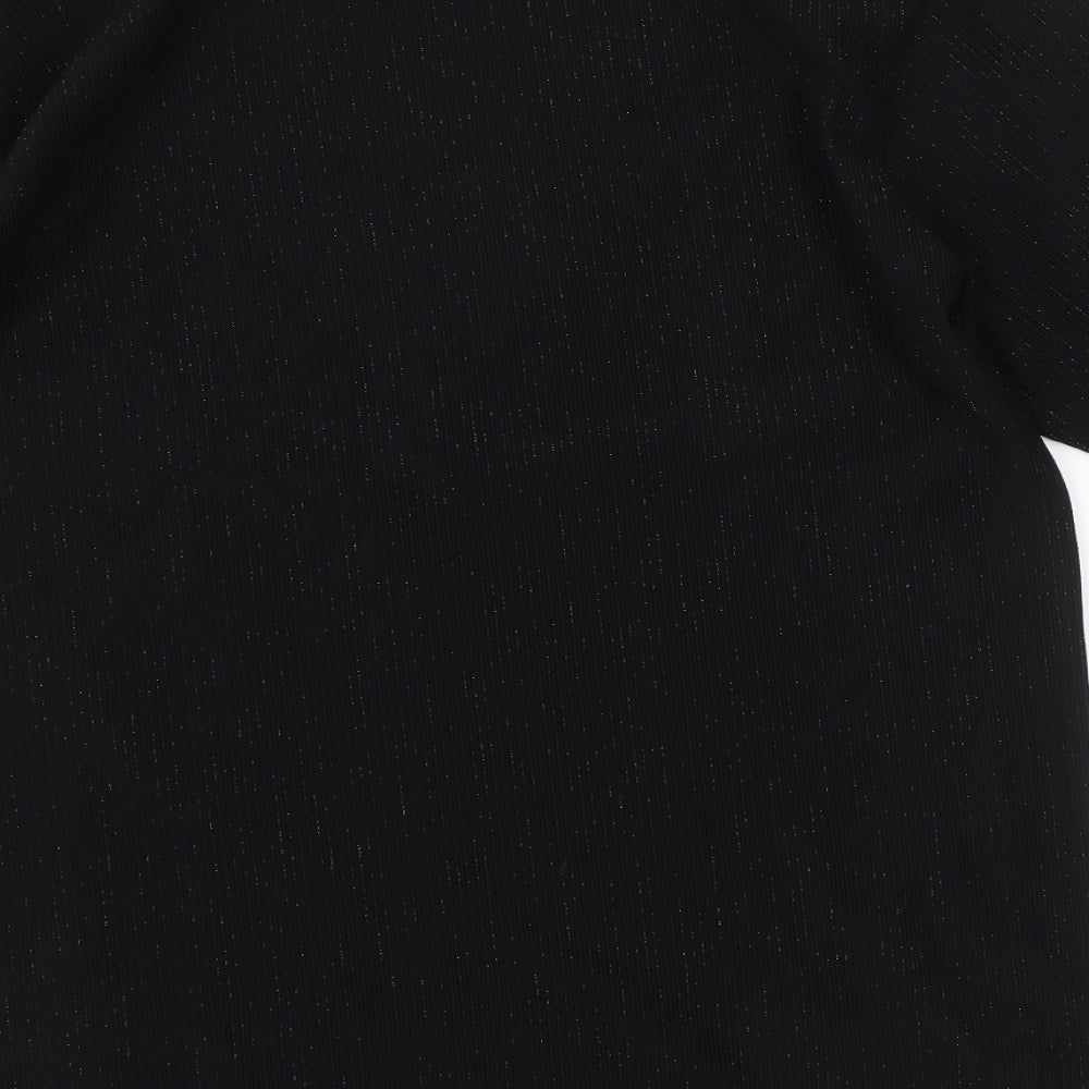 Lareine Womens Black Polyester Basic T-Shirt Size S Scoop Neck - Size S-M