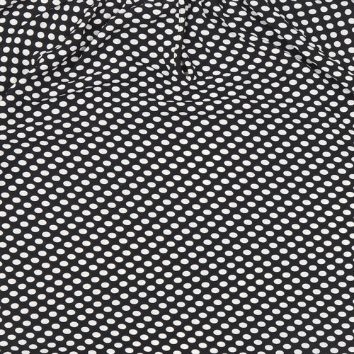 Marks and Spencer Womens Black Polka Dot Polyester Basic Blouse Size 10 Boat Neck
