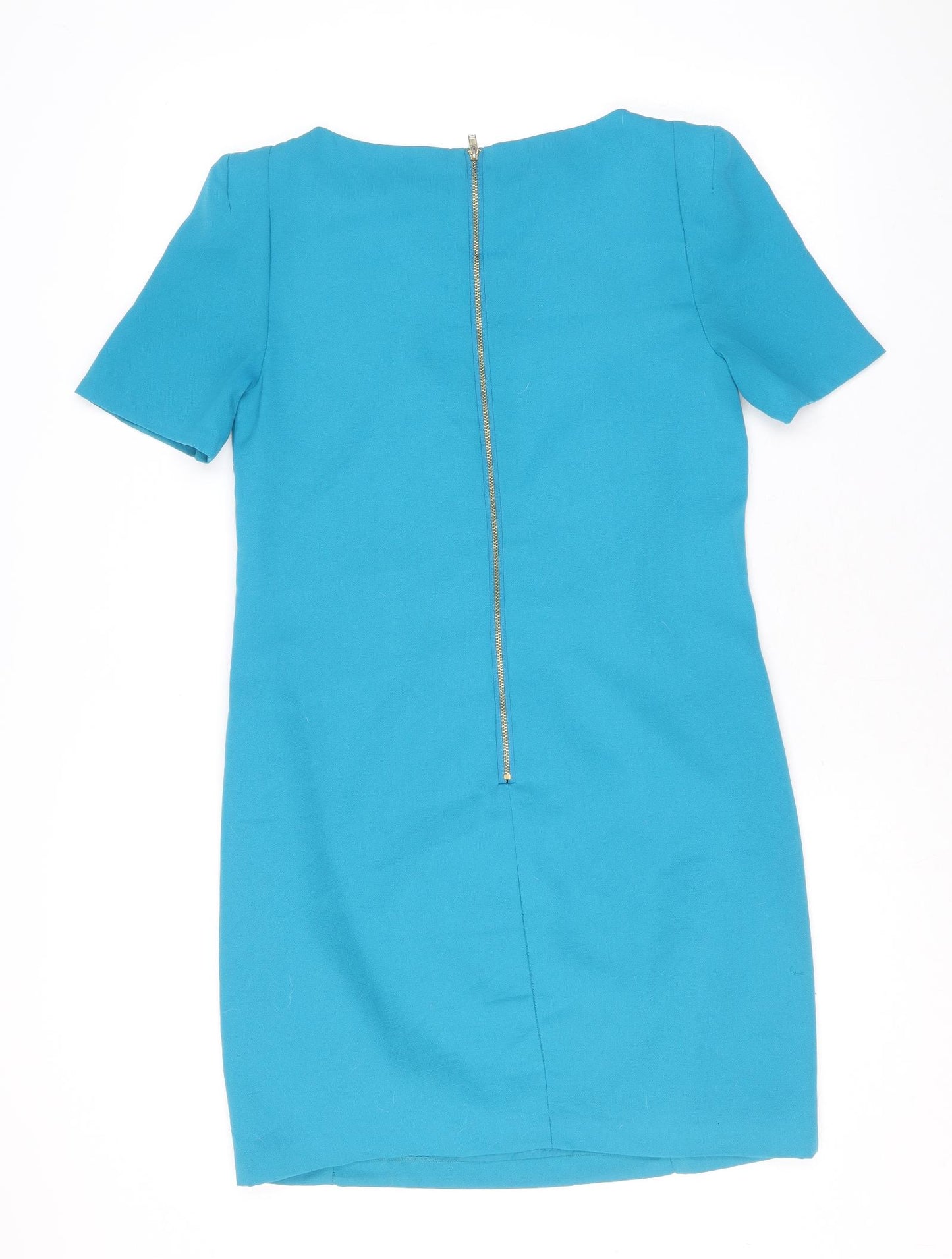 Warehouse Womens Blue Polyester A-Line Size 10 Round Neck Zip