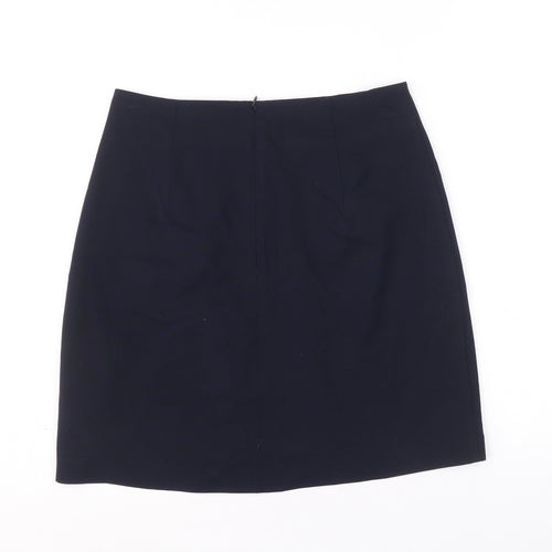 Marks and Spencer Womens Blue Polyacrylate Fibre A-Line Skirt Size 10 Zip