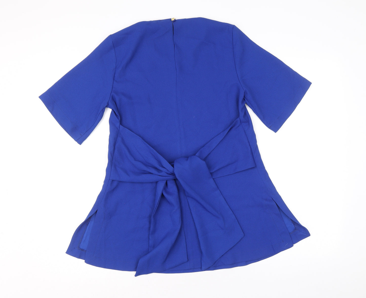 Closet Womens Blue Polyester Basic Blouse Size 8 Round Neck