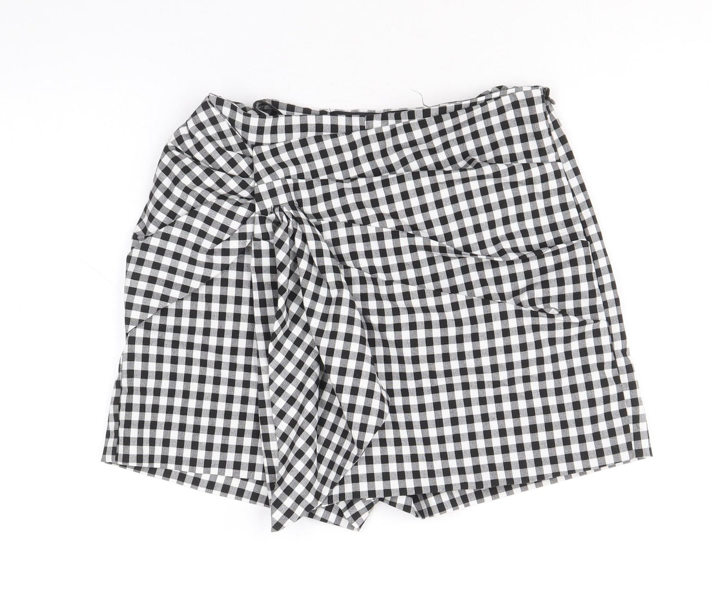 Zara Womens Black Check Polyester Skort Size XS Zip