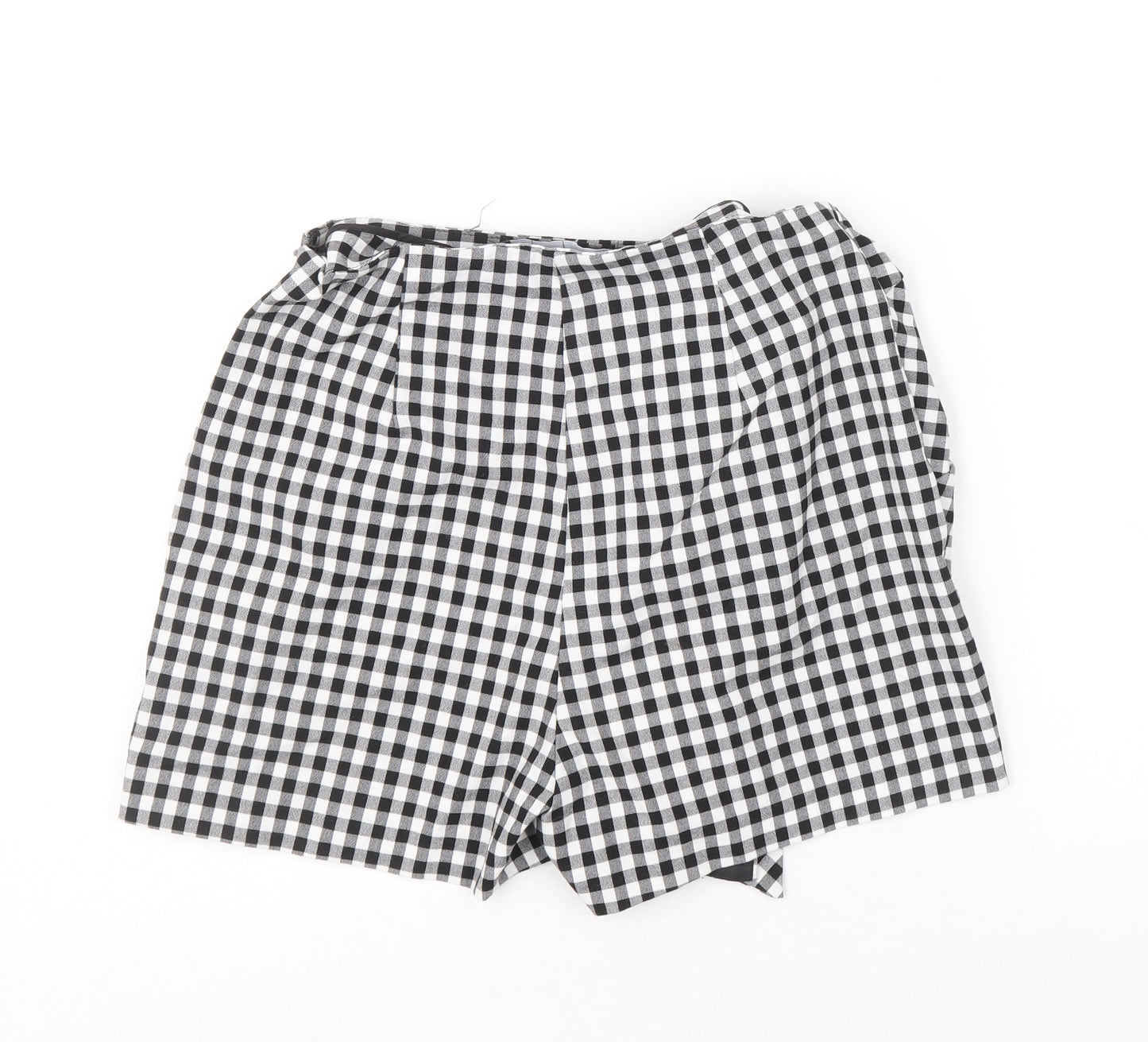 Zara Womens Black Check Polyester Skort Size XS Zip