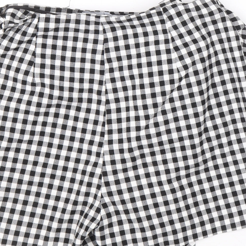 Zara Womens Black Check Polyester Skort Size XS Zip